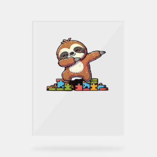 Cute Dabbing Sloth Autism Awareness Autistic Kids Acrylic Sign