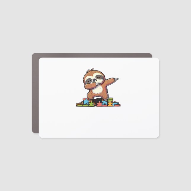 Cute Dabbing Sloth Autism Awareness Autistic Kids  Car Magnet (Front)