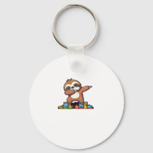 Cute Dabbing Sloth Autism Awareness Autistic Kids Keychain