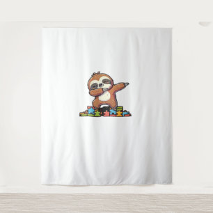 Cute Dabbing Sloth Autism Awareness Autistic Kids Tapestry