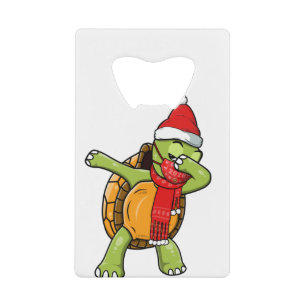 Cute Dabbing Turtle Wears Face Mask Dab Dance Chri Credit Card Bottle Opener