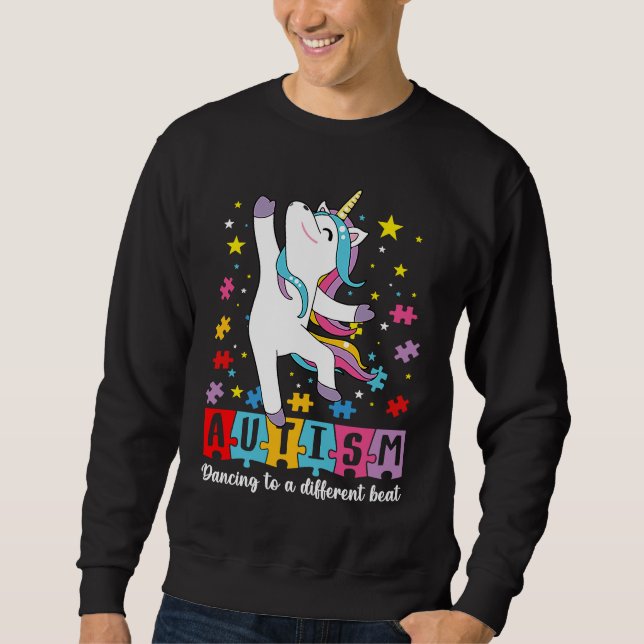 Cute Dabbing Unicorn Autism Dancing To A Different Sweatshirt (Front)