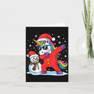 Cute Dabbing Unicorn Funny Christmas Snowman Dab X Card