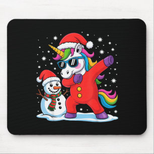 Cute Dabbing Unicorn Funny Christmas Snowman Dab X Mouse Pad