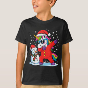 Cute Dabbing Unicorn Funny Christmas Snowman Dab X T-Shirt