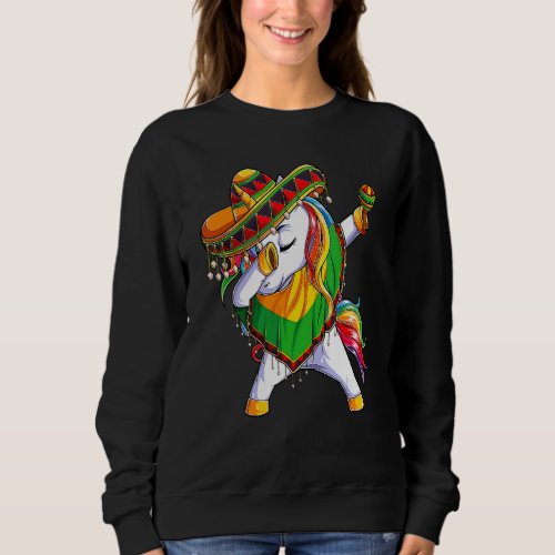 Cute Dabbing Unicorn Poncho Sombrero Cinco De Mayo Sweatshirt
