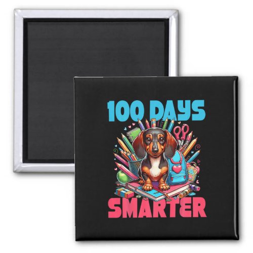Cute Dachshund 100th Day Of School 100 Days Smarte Magnet