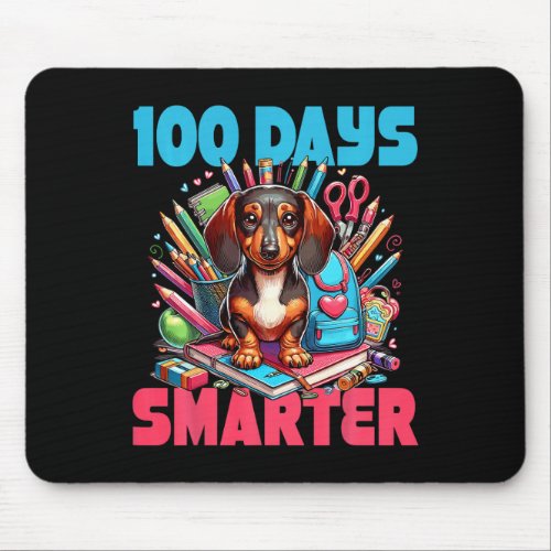 Cute Dachshund 100th Day Of School 100 Days Smarte Mouse Pad