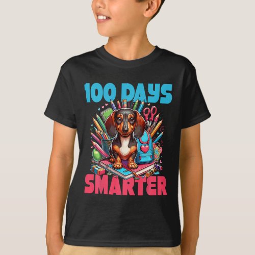 Cute Dachshund 100th Day Of School 100 Days Smarte T_Shirt