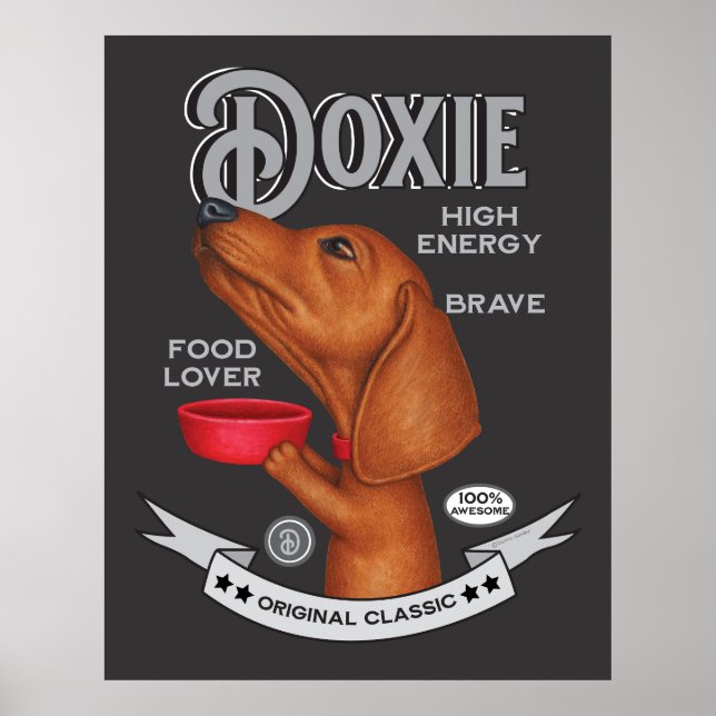 Cute Dachshund Begging for Food Poster (Front)