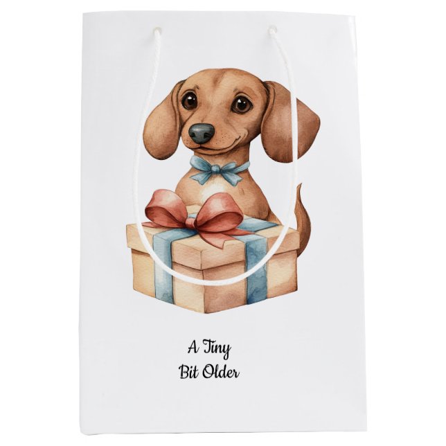 Cute Dachshund Birthday Mug A Tiny Bit Older Medium Gift Bag (Front)