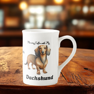 Cute Dachshund Brown Personalize Bone China Mug