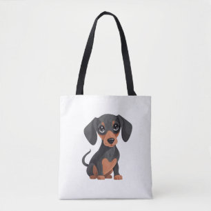Cute Dachshund Cartoon Adorable Wiener Dog Clipart Tote Bag