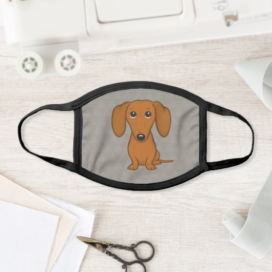 Cute Dachshund Cartoon Dog | Funny Wiener Dog Face Mask (Insitu)
