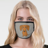 Cute Dachshund Cartoon Dog | Funny Wiener Dog Face Mask (Worn Her)