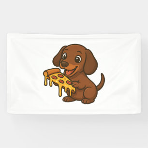 Cute Dachshund cartoon pizza pizza lover dog Banner