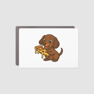 Cute Dachshund cartoon pizza pizza lover dog Car Magnet