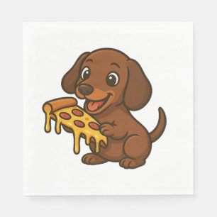 Cute Dachshund cartoon pizza pizza lover dog Napkins