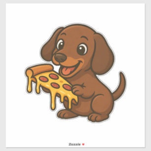 Cute Dachshund cartoon pizza pizza lover dog Sticker