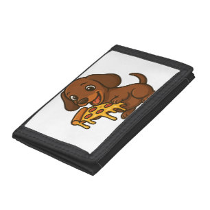 Cute Dachshund cartoon pizza pizza lover dog Tri-fold Wallet