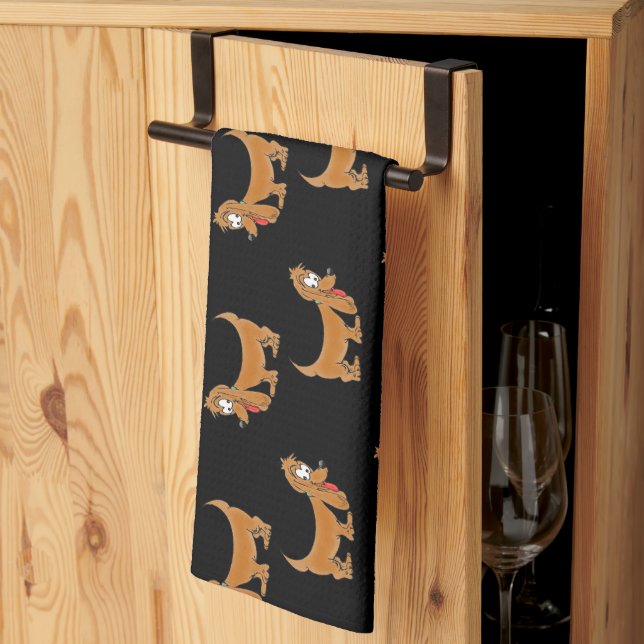 Cute Dachshund Cartoon Puppies Kitchen Towel (Thirds Fold)