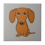 Cute Dachshund | Cartoon Wiener Dog Ceramic Tile<br><div class="desc">Shorthaired Red Doxie</div>