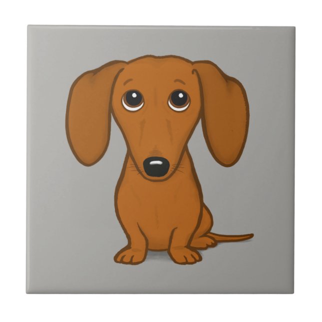 Cute Dachshund | Cartoon Wiener Dog Ceramic Tile (Front)