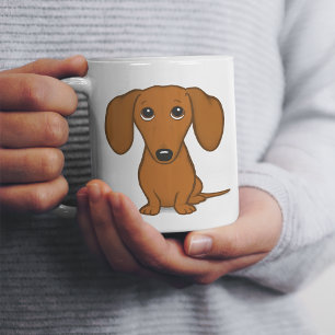 Cute Dachshund   Cartoon Wiener Dog Giant Coffee Mug