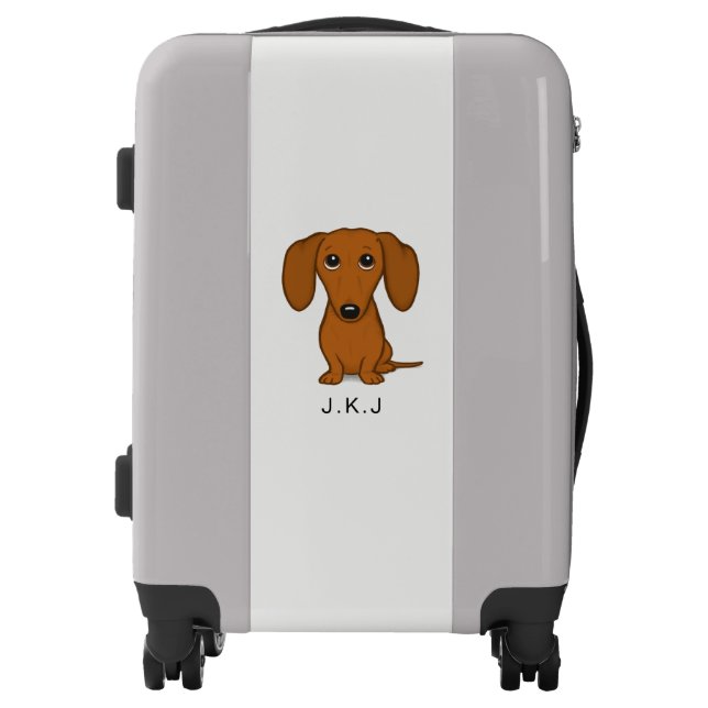 Cute Dachshund | Cartoon Wiener Dog Luggage (Front)