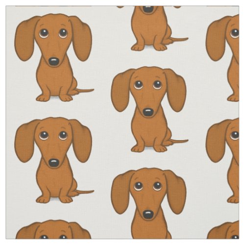 Cute Dachshund  Cartoon Wiener Dog Patterned Fabric