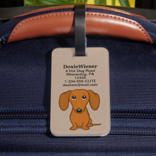 Cute Dachshund  Cartoon Wiener Dog Personalized Luggage Tag