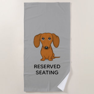 Cute Dachshund Cartoon Wiener Dog with Custom Text Beach Towel