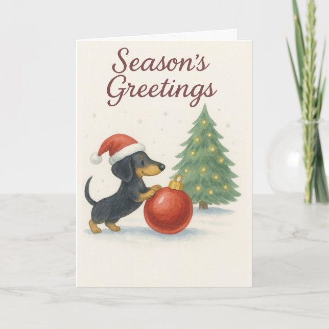 Cute Dachshund Christmas Card - Sausage Dog  (Front)