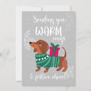 Cute Dachshund Christmas Card "Warm Wags & Festive