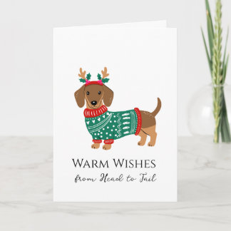 Cute Dachshund Christmas Card - Warm Wishes Head 