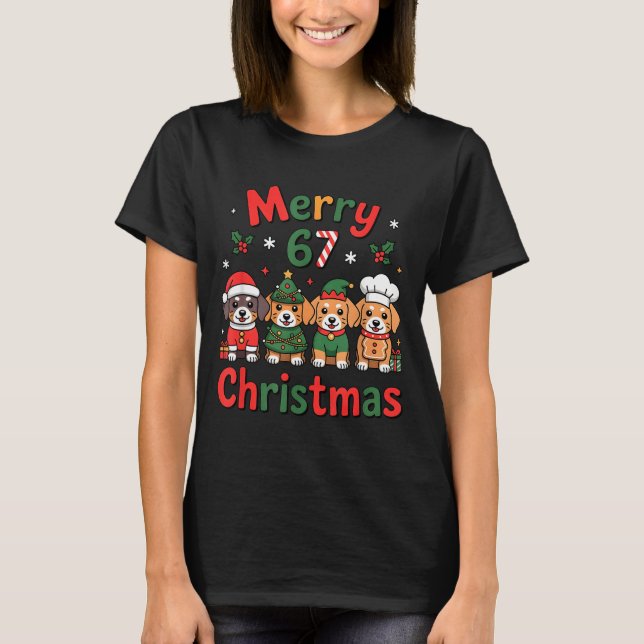Cute Dachshund Christmas Design Funny Holiday Dog  T-Shirt (Front)
