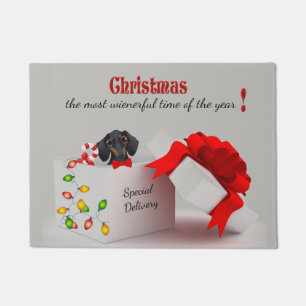 Cute Dachshund Christmas Gift Doormat