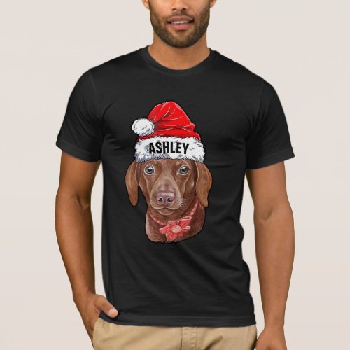 Cute Dachshund Christmas Hat Dog Big T_Shirt
