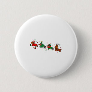 Cute Dachshund Christmas Parade Christmas  Button
