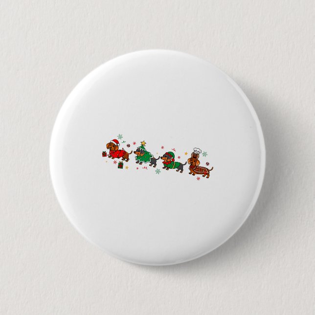 Cute Dachshund Christmas Parade Christmas  Button (Front)