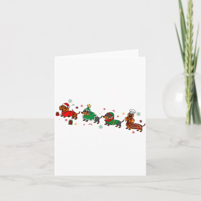 Cute Dachshund Christmas Parade Christmas  Card (Front)
