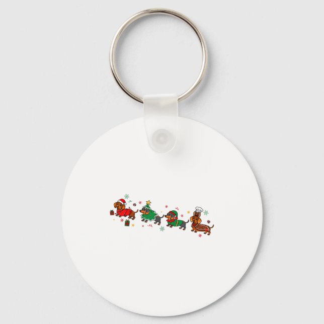 Cute Dachshund Christmas Parade Christmas  Keychain (Front)