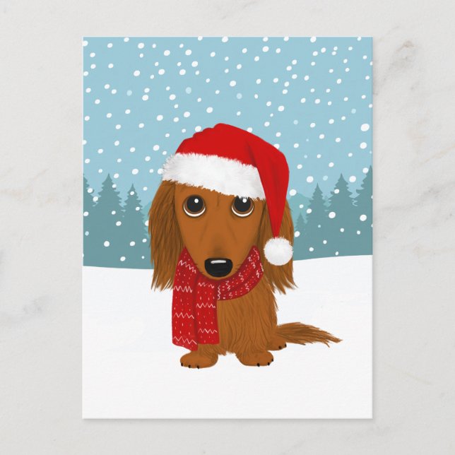 Cute Dachshund Christmas Pet Dog Holiday Custom Postcard (Front)