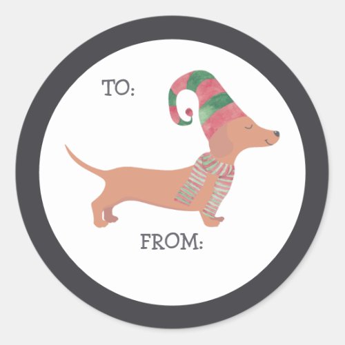Cute Dachshund Christmas puppy dog lover Classic Round Sticker