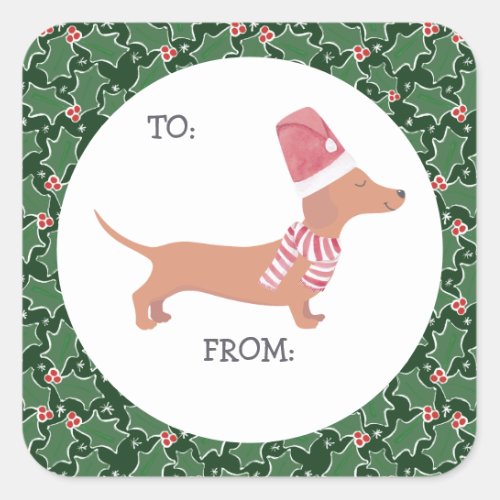 Cute Dachshund Christmas Square Sticker