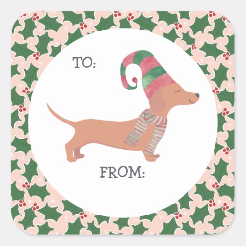 Cute Dachshund Christmas Square Sticker