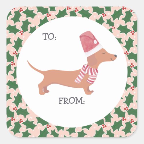 Cute Dachshund Christmas Square Sticker