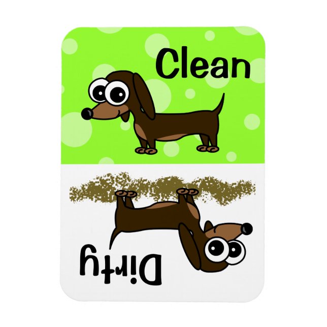 Cute Dachshund Clean / Dirty Dishwasher Magnet (Vertical)