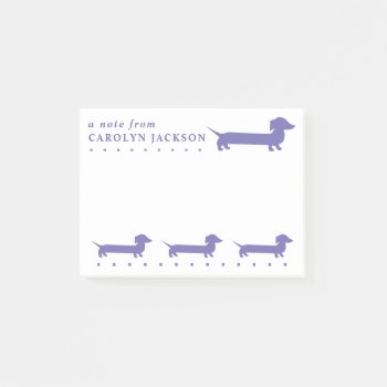 Cute Dachshund Custom Purple Post-it Notes by DoodleDeDoo at Zazzle