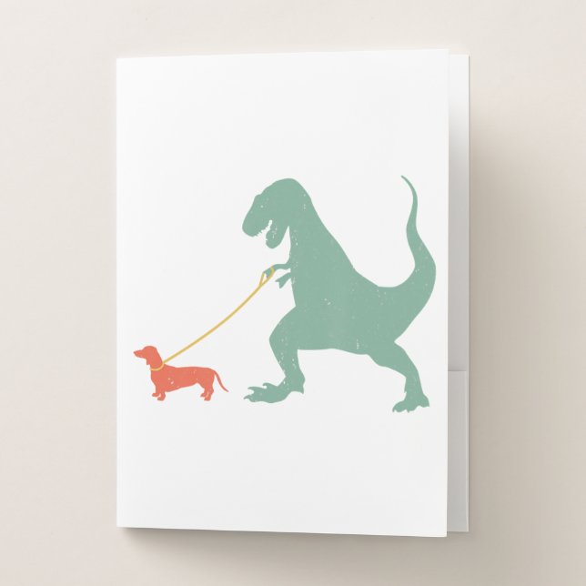 Cute Dachshund Dinosaur Funny Wiener Dog Pocket Folder (Front)